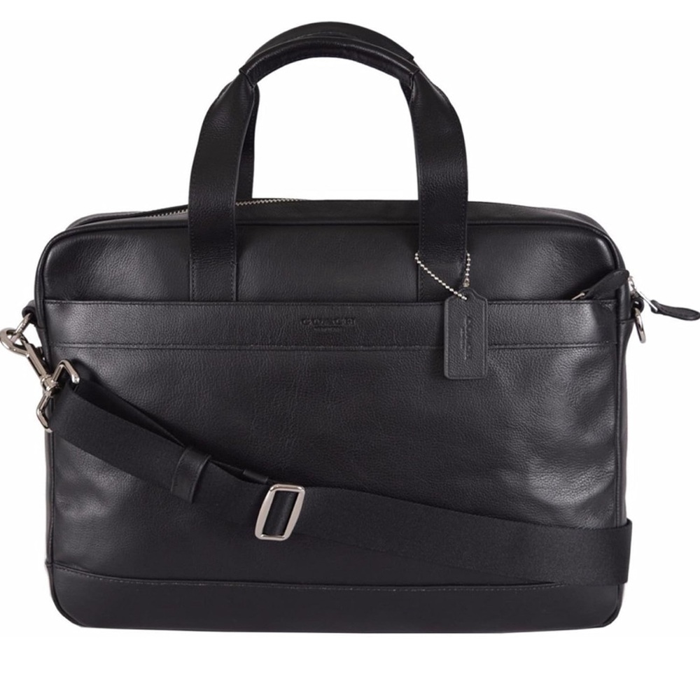 Coach F11319 Men's Hamilton Pebbled Leather Laptop Bag Briefcase